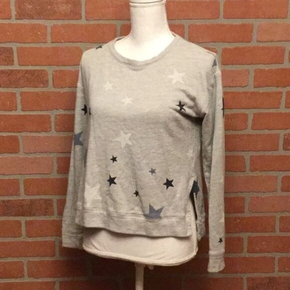 Sundry Womens Stars Top Sweatshirt Size 0 gray long sleeve athleisure comfy - Picture 2 of 8
